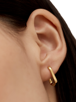 Monica Vinader Alta Mini Huggie Hoop Earrings, Gold - view 2, Gold