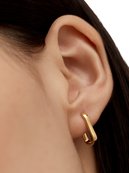 Monica Vinader Alta Mini Huggie Hoop Earrings, Gold - view 2, Gold