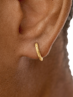 Monica Vinader Antica Textured Mini Huggie Hoop Earrings, Gold - view 2, Gold