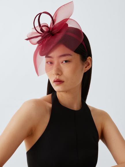 John Lewis Gabrielle Beret Fascinator, Claret, Claret (new)
