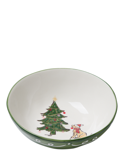 Wednesday Tea Collective Christmas Dog Stoneware Nibbles Bowl, 13.5cm - view 2, Multi
