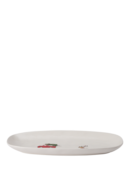Wednesday Tea Collective Christmas Dog Stoneware Oblong Platter, 30cm - view 2, Multi