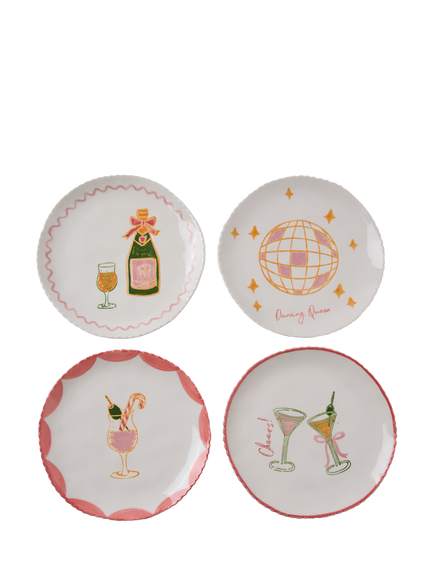 Wednesday Tea Collective Stoneware Tapas Plates, Set of 4, 15cm, Multi