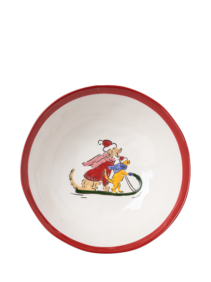 Wednesday Tea Collective Christmas Dog Serve Bowl, 22.8cm, Multi