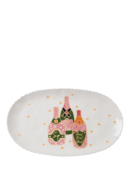 Wednesday Tea Collective Champagne Stoneware Oval Platter, 34.7cm, Multi