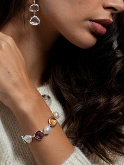 Dower & Hall Multi Pearl and Gemstone Pebble Bracelet, Silver/Multi - view 2, Silver/Multi