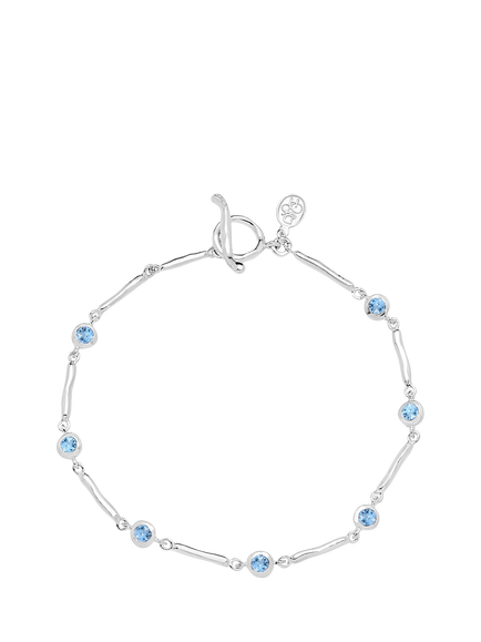 Dower & Hall Sterling Silver Dewdrop Aquamarine Bracelet, Silver