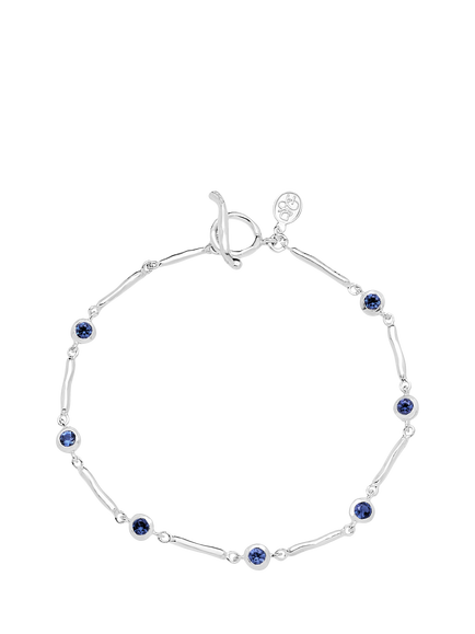 Dower & Hall Sterling Silver Dewdrop Sapphire Bracelet, Silver