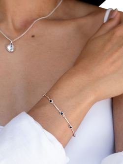 Dower & Hall Sterling Silver Dewdrop Sapphire Bracelet - view 2, Silver