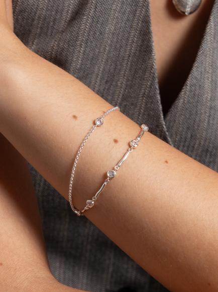 Dower & Hall Dewdrop Sapphire Chain Bracelet, Silver - view 2, Silver