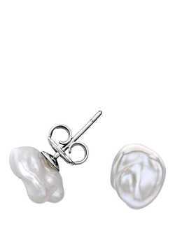 Dower & Hall Timeless Pearl Stud Earrings, Silver, Silver
