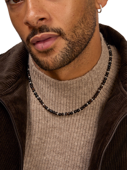 Dower & Hall Sterling Silver Onyx Gemstone Necklace, Black - view 2, Black