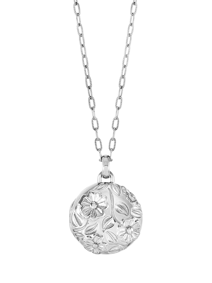 Dower & Hall Forget-Me-Not Locket Necklace, Silver