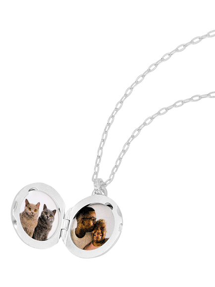 Dower & Hall Forget-Me-Not Locket Necklace - view 2, Silver