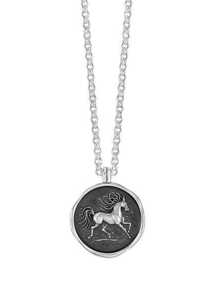 Dower & Hall Fire Horse Pendant Necklace, Silver, Silver