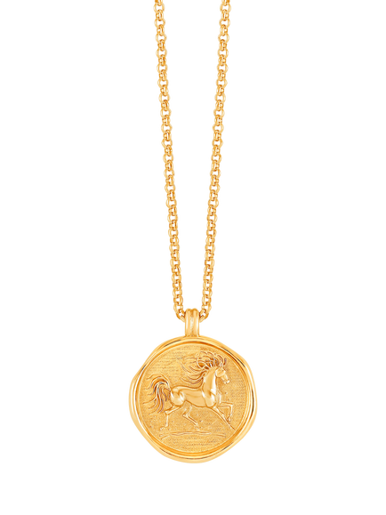Dower & Hall Fire Horse Necklace, Gold, Gold