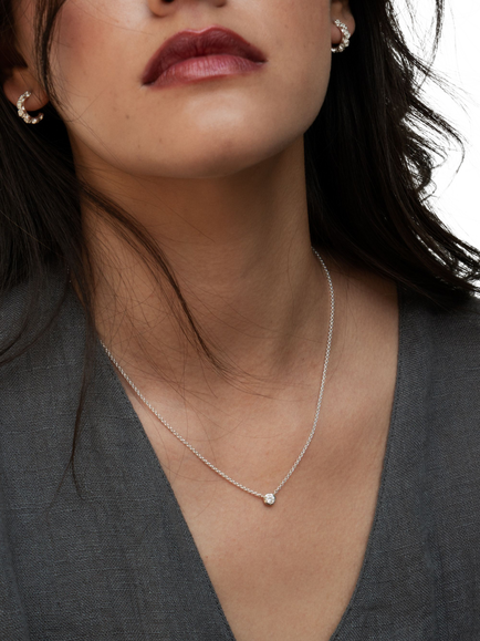 Dower & Hall Sterling Silver Dewdrop Sapphire Pendant Necklace - view 2, Silver