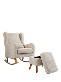 Tutti Bambini Harper Wingback Rocking Chair & Storage Footstool, Mushroom, Mushroom