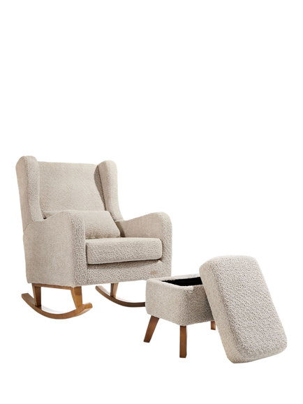 Tutti Bambini Harper Wingback Rocking Chair & Storage Footstool, Mushroom, Mushroom