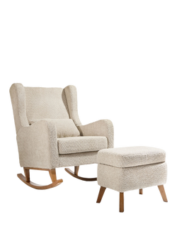Tutti Bambini Harper Wingback Rocking Chair & Storage Footstool, Mushroom - view 2, Mushroom