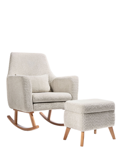 Tutti Bambini Oscar Luxe Rocking Chair & Storage Footstool, Sage - view 2, Sage