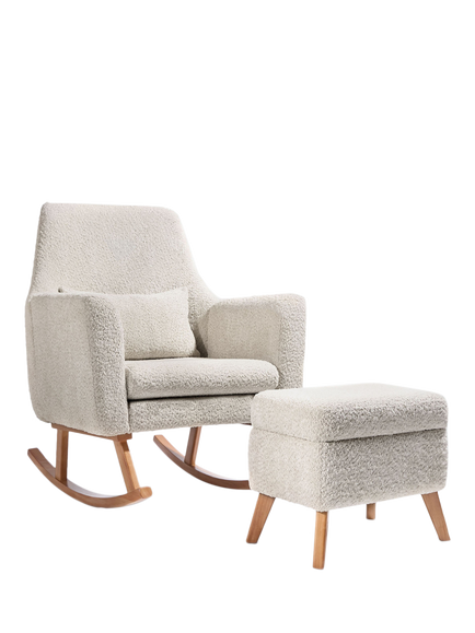 Tutti Bambini Oscar Luxe Rocking Chair & Storage Footstool, Sage - view 2, Sage
