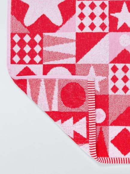 John Lewis Christmas Star and Bauble Hand Towels, Set of 2, Red - view 2, Red