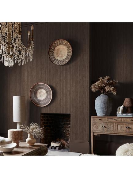 Abigail Ahern Fibre Stripe Wallpaper - view 2, Chocolate