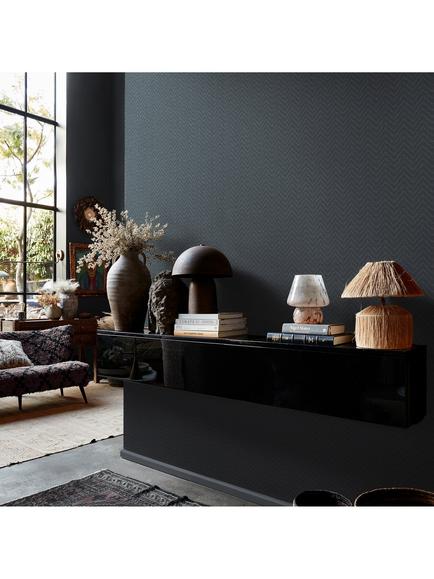Abigail Ahern Herringbone Weave Wallpaper - view 2, Dusk