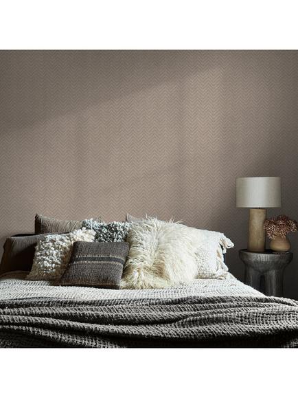 Abigail Ahern Herringbone Weave Wallpaper - view 2, Praline