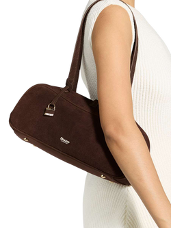 Dune London Suede Bowling Handbag, Brown - view 2, Brown