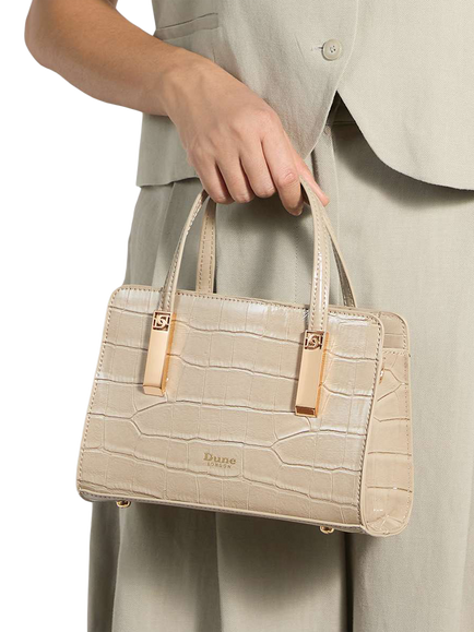 Dune London Dinkydenbeym Croc Grab Bag, Grey - view 2, Grey