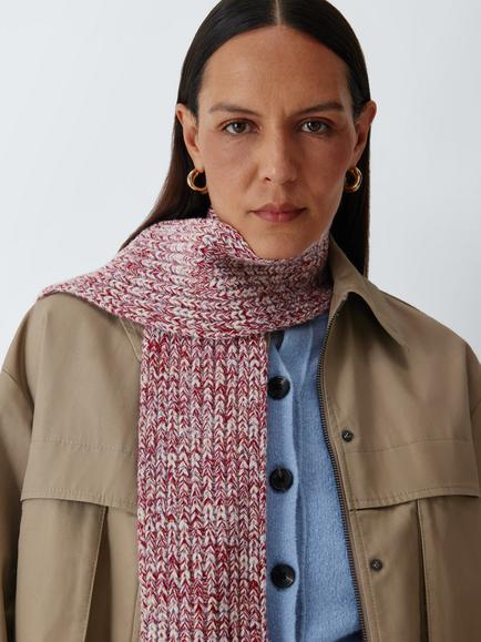 John Lewis Skinny Marl Scarf, Pink Multi, Pink Multi