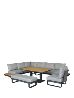 Bramblecrest Brooklyn 10-Seater L-Shape Rectangular Garden Sofa Set, Anthracite, Anthracite