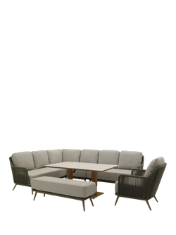 Bramblecrest Como 10-Seater L-Shape Casual Garden Dining Set with Height-Adjustable Table, Fern Green, Fern Green