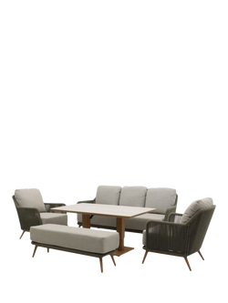 Bramblecrest Como 7-Seater Casual Garden Dining Set with Height-Adjustable Table, Fern Green, Fern Green