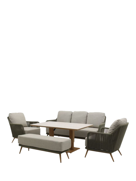 Bramblecrest Como 7-Seater Casual Garden Dining Set with Height-Adjustable Table, Fern Green, Fern Green