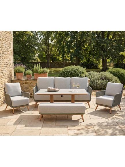 Bramblecrest Como 7-Seater Casual Garden Dining Set with Height-Adjustable Table, Fern Green - view 2, Fern Green