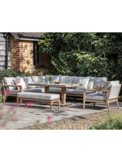 Bramblecrest Maine 10-Seater L-Shape Garden Lounging Set with Height-Adjustable Table, Wood Effect - view 2, Wood Effect