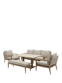 Bramblecrest Maine 7-Seater Garden Lounging Set with Height-Adjustable Table, Wood Effect, Wood Effect