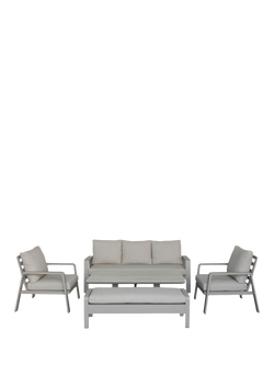 Bramblecrest Prague 7-Seater Casual Garden Dining Set with Height-Adjustable Table, Latte, Latte