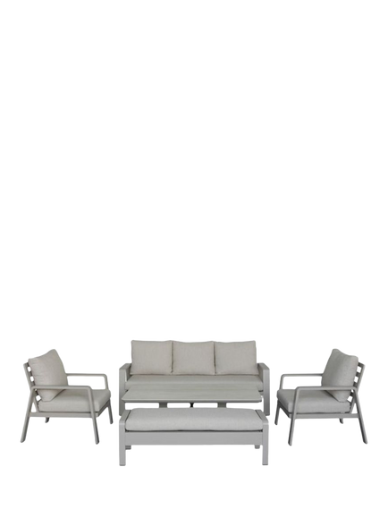 Bramblecrest Prague 7-Seater Casual Garden Dining Set with Height-Adjustable Table, Latte, Latte