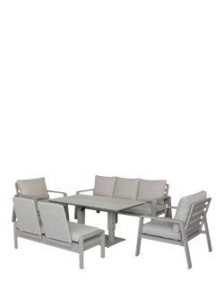 Bramblecrest Prague 7-Seater Casual Garden Dining Set with Height-Adjustable Table, Latte - view 2, Latte