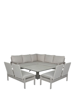 Bramblecrest Prague 7-Seater Corner Casual Garden Dining Set with Height-Adjustable Square Table, Latte - view 2, Latte