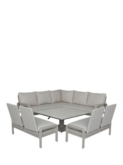 Bramblecrest Prague 7-Seater Corner Casual Garden Dining Set with Height-Adjustable Square Table, Latte - view 2, Latte