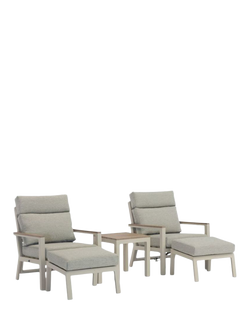 Bramblecrest Zurich 2-Seater Garden Recliner Chairs & Footstools Set, Mocha, Mocha