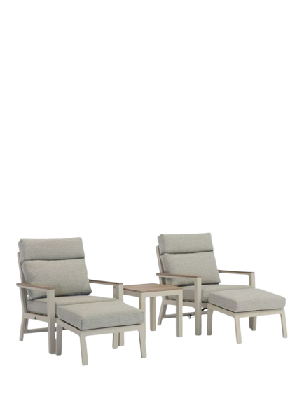 Bramblecrest Zurich 2-Seater Garden Recliner Chairs & Footstools Set, Mocha, Mocha