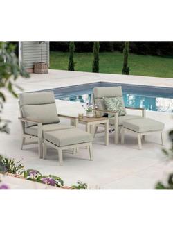 Bramblecrest Zurich 2-Seater Garden Recliner Chairs & Footstools Set, Mocha - view 2, Mocha
