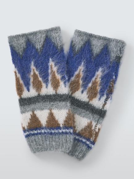 John Lewis Fair Isle Fingerless Gloves, Blue Multi, Blue Multi