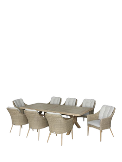 Bramblecrest Fairford 8-Seater Rectangular Garden Dining Table & Chair Set, Walnut, Walnut